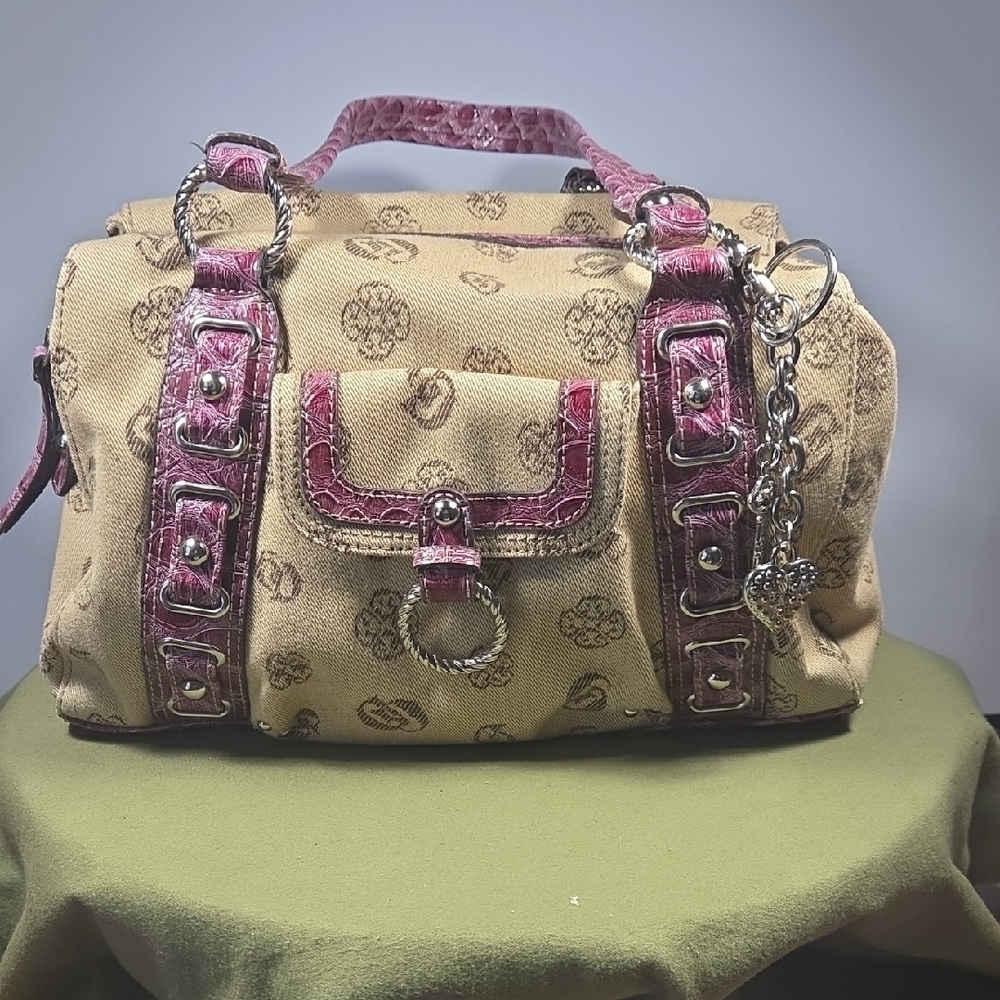 Pink and Tan Designer Women's Handbag